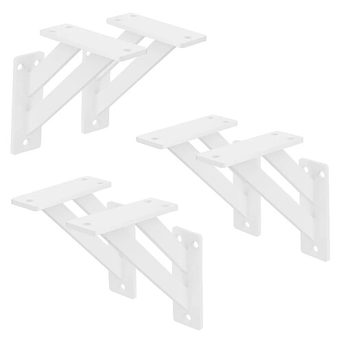 ML-Design 6x Équerres étagère mural support d'angle en aluminium blanc robuste 120x120 mm