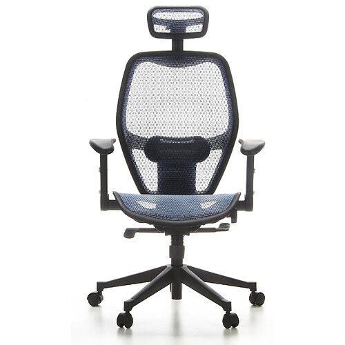 Siège de bureau / Fauteuil de direction AIR-PORT, tissu maille bleu hjh OFFICE