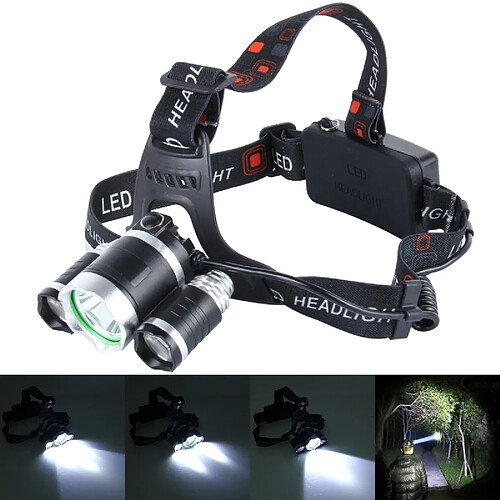 Wewoo Lampe frontale pour la randonnée de camping Chasse à la pêche NO Y compris les batteries Phare de LED Puissance élevée lumineux 3 CREE T6 avec chargeur