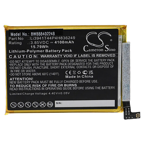 vhbw Batterie remplacement pour ZTE Li3941T44P4H836249 pour téléphone portable (4100mAh, 3,85V, Li-polymère)