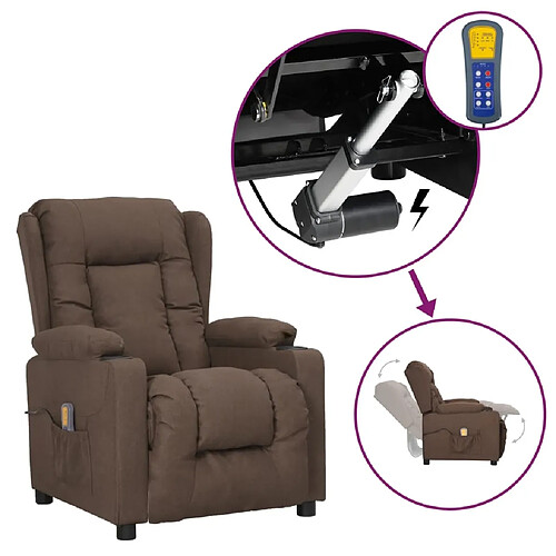 vidaXL Fauteuil de massage Taupe Tissu