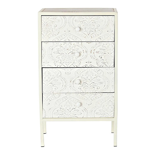 Pegane Chiffonnier, meuble de rangement en bois de sapin et MDF coloris blanc - Longueur 45 x Profondeur 34 x hauteur 78 cm