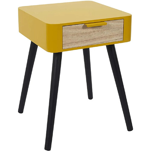 The Home Deco Factory Chevet en bois 1 tiroir Zoran (Lot de 2) Jaune moutarde.