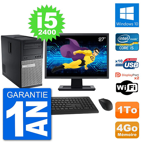 PC Tour Dell 7010 Ecran 27" Intel i5-2400 RAM 4Go Disque 1To Windows 10 Wifi · Occasion