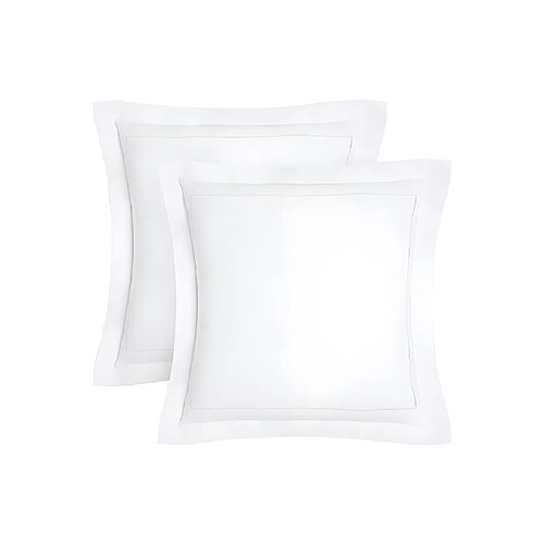 Vente-Unique Lot de 2 taies d'oreiller percale de coton 80 fils/cm² - 63 x 63 cm - Blanc - CHARMY de PALACIO