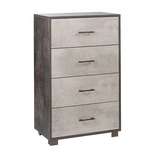 Webmarketpoint Commode de chambre à quatre tiroirs Noir Blanc 70x41x h112 cm