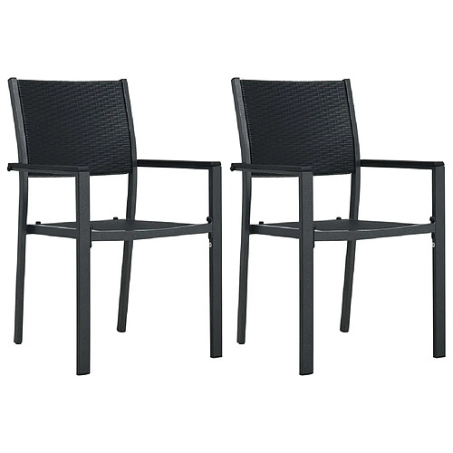 vidaXL Chaises de jardin lot de 2 Noir Plastique Aspect de rotin