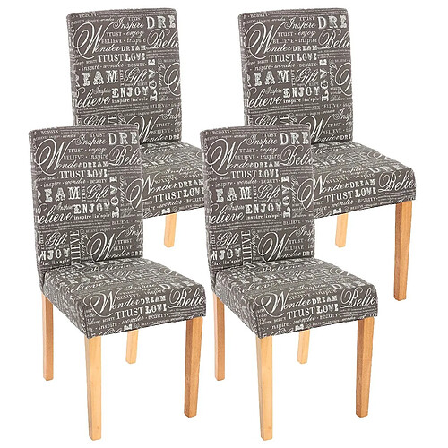 Decoshop26 Lot de 4 chaises de salle à manger en tissu imprimé gris pieds clairs CDS04119