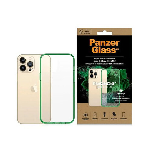 panzerglass coque transparent iphone 13 pro max 6.7" antibacterial military grade lime 0344