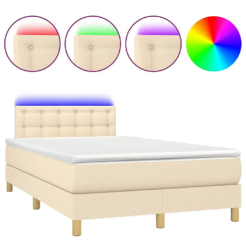 Maison Chic Lit adulte- Lit + matelas + LED,Sommier à lattes de lit matelas et LED crème 120x190 cm tissu -GKD89358