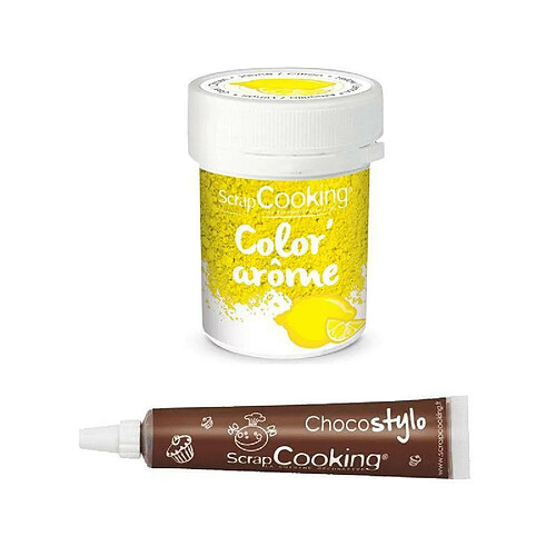 Scrapcooking Colorant alimentaire jaune arôme citron + Stylo chocolat