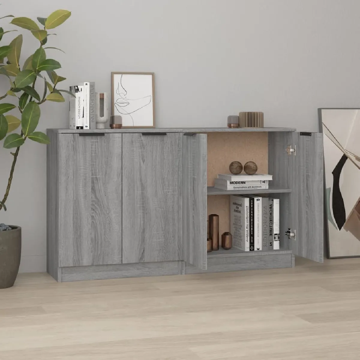 Maison Chic Ensemble de 2 Buffets,commode,console pour rangement Sonoma gris 60x30x70 cm Bois d'ingénierie -MN99431