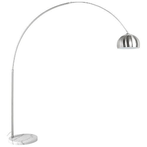 Alterego Lampadaire design en arc 'XXL' acier brossé retro 70s