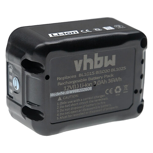 vhbw Batterie compatible avec Makita RJ03Z, RM02, SD100, SD100D, SD100DSAJ outil électrique (3000 mAh, Li-ion, 12 V, 3 cellules)