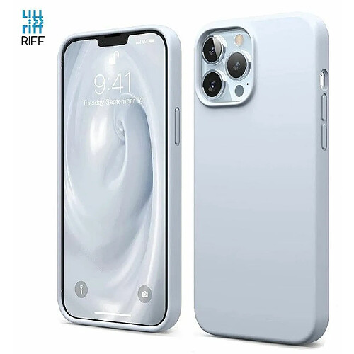 Riffi Coque Riff Thin & Soft en silicone avec intérieur en fibre douce pour Apple iPhone 13 Pro Bleu clair