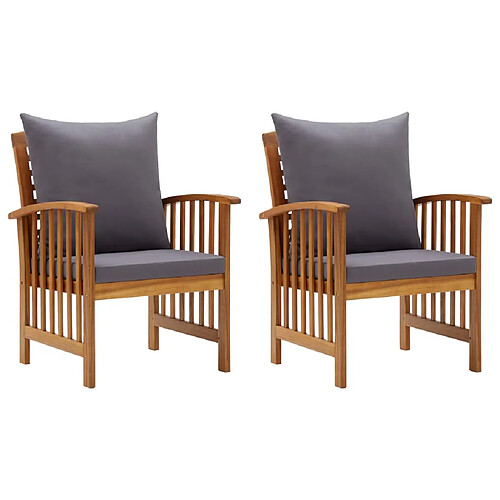 vidaXL Chaises de jardin avec coussins lot de 2 Bois d'acacia massif