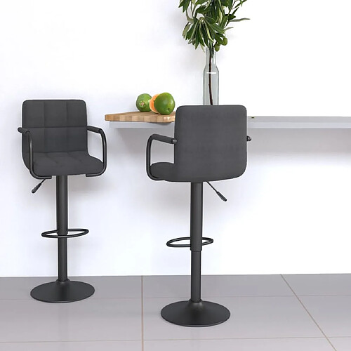 vidaXL Tabourets de bar lot de 2 gris foncé tissu