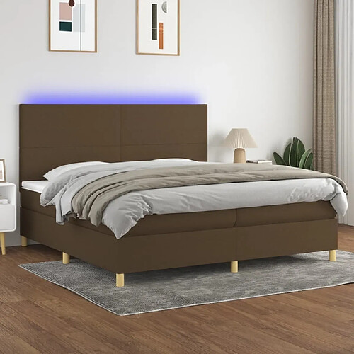 Sommier à lattes,Cadre à lattes de lit pour Adulte matelas et LED Marron foncé 200x200 cm -MN22440