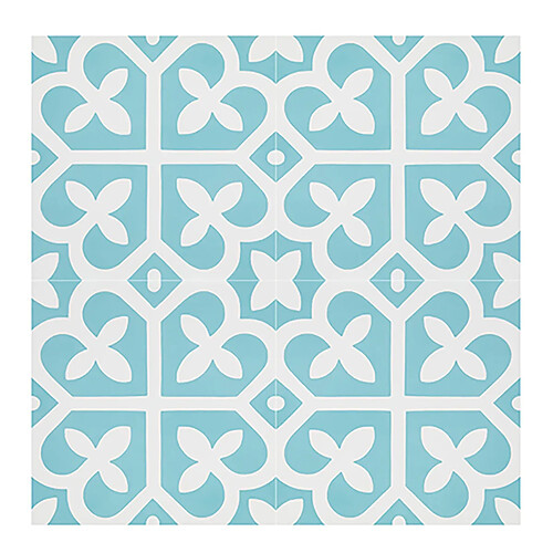 Pegane 4 Carreaux de ciment véritable 0,48m2 / Carreaux de ciment artisanaux coloris bleu pour sol et mur - l.20 x L.20 cm 