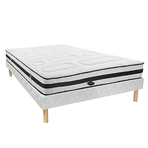 Vente-Unique Ensemble 160 x 200 cm sommier + matelas ressorts ensachés 7 zones et mémoire de forme ép.25cm - AMARANTE de NATUREA