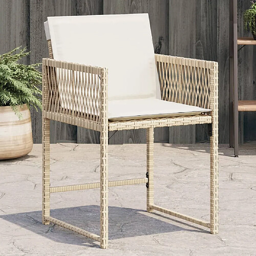 vidaXL Chaises de jardin avec coussins lot de 4 beige résine tressée