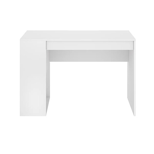 Pegane Meuble de bureau, table de bureau en bois mélaminé avec 1 étagère et 1 tiroir coloris blanc - Longueur 115 x Profondeur 50 x Hauteur 74 cm