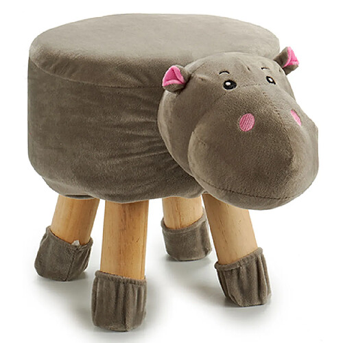 TABOURET ENFANT HIPPOPOTAME REPOSE PIEDS TABOURET REMBOURRE POUF REMBOURRE 40X29X30CM+GIFTDECOR