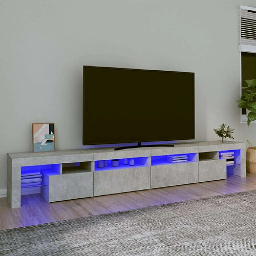 Maison Chic Meubles TV avec lumières LED - Banc TV pour salon Gris béton 260x36,5x40 cm -MN57504