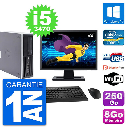 PC HP Compaq Pro 6300 SFF Ecran 22" i5-3470 RAM 8Go Disque 250Go Windows 10 Wifi · Occasion