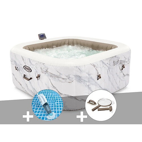 Kit spa gonflable Intex PureSpa Calacatta carré Bulles 4 places + Aspirateur + Kit d'entretien