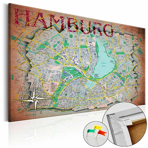 Paris Prix Tableau en Liège Carte du Monde - Hamburg 80 x 120 cm