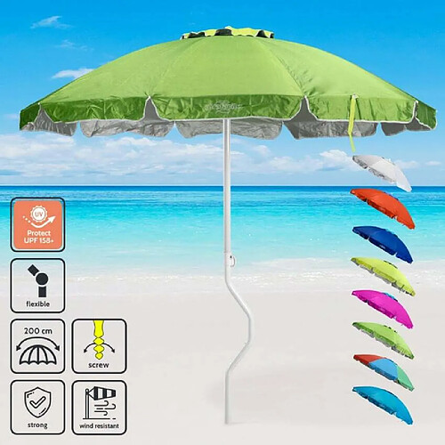 Parasol de plage léger visser protection uv GiraFacile 200 cm Ermes, Couleur: Vert foncé