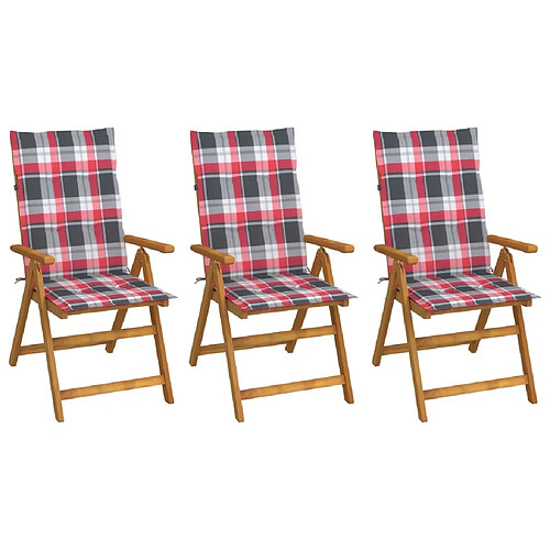 Maison Chic Lot de 3 Chaises pliables d'extérieur avec coussins | chaises de jardin | Fauteuil Relax Bois d'acacia -GKD25056