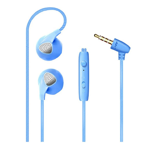 Shot Ecouteurs Plat pour HUAWEI P40 Smartphone avec Micro Reglage Kit Main Libre Casque Prise Jack (BLEU)