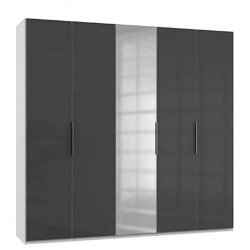 Inside 75 Armoire penderie LISEA 4 portes verre anthracite 1 porte miroir 250 x 236 cm HT