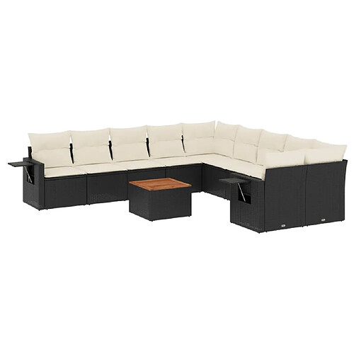 Maison Chic Salon de jardin 11 pcs avec coussins, Ensemble Tables et chaises d'extérieur noir résine tressée -GKD825158