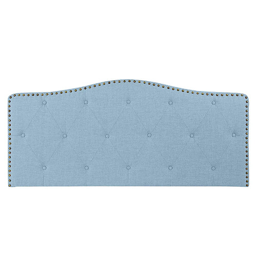 Pegane Tête de lit capitonnée coloris bleu en polyester / bois d'hévéa - Longueur 146 x profondeur 6 x hauteur 68 cm