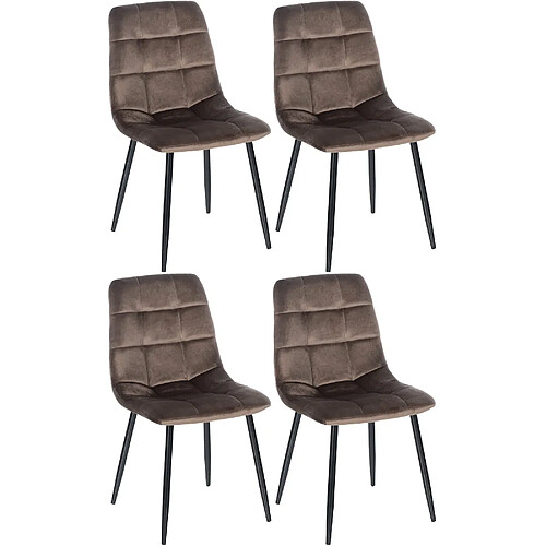 Decoshop26 Lot de 4 chaises de salle à manger style moderne et confortable en tissu velours maron et métal noir 10_0001778