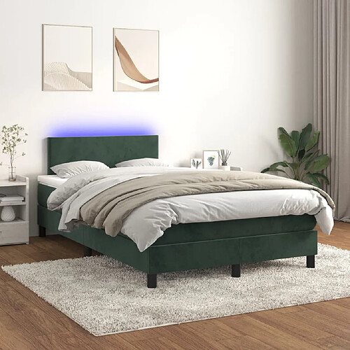 vidaXL Sommier à lattes de lit avec matelas LED Vert foncé 120x200 cm