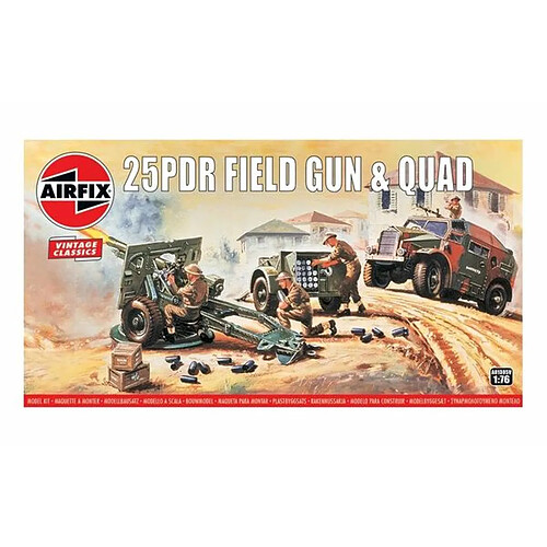 25pdr Field Gun &amp; Quad, Vintage Classics - 1:76e - Airfix