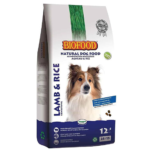 Croquettes Croquant Sensitive à l'Agneau et Riz pour Chiens - Biofood - 12,5Kg