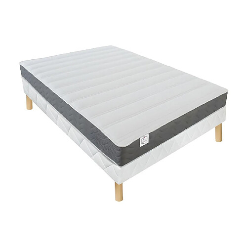 Vente-Unique Ensemble 140 x 200 cm sommier + matelas mousse HD mémoire de forme et tissu 3D respirant ép.18cm - HEAVEN de DREAMEA