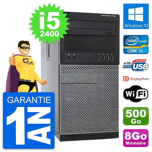 PC Tour Dell OptiPlex 790 MT Intel i5-2400 RAM 8Go Disque 500Go Windows 10 Wifi · Occasion