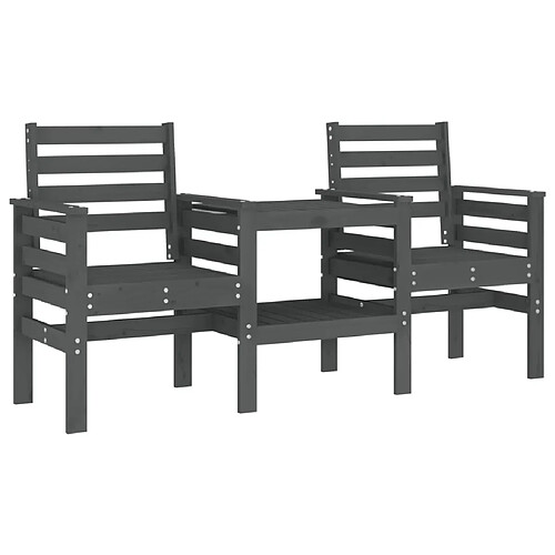 Maison Chic Banc de jardin 2 places | Banquette de jardin avec table | Chaise Relax gris bois massif de pin -MN35120