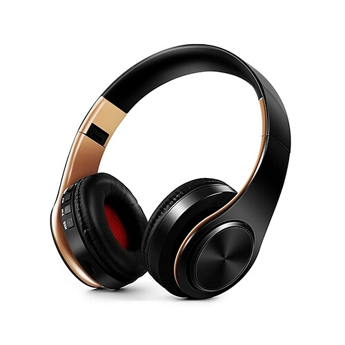 Wewoo Casque sans fil stéréo Bluetooth HIFI pour tablette Xiaomi iPhone Sumsamg, avec micro, carte SD de soutien et FM (noir doré)