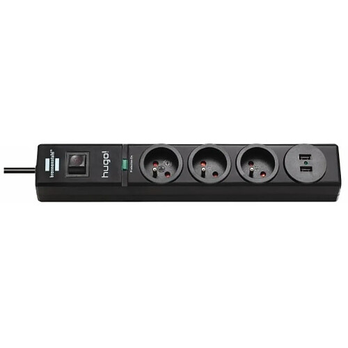 Brennenstuhl Rallonge multiprises avec parasurtenseur Hugo 7 prises 2xUSB 2 m noir