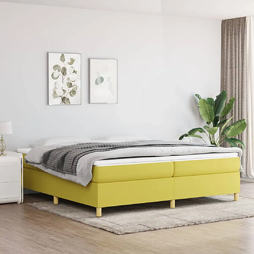 vidaXL Sommier à lattes de lit avec matelas Vert 200x200 cm Tissu