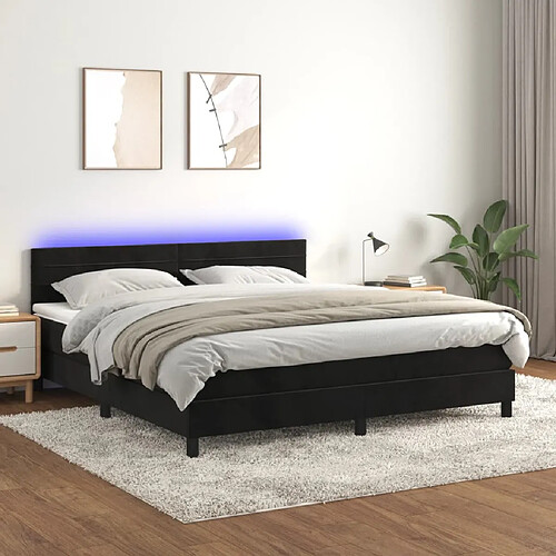 vidaXL Sommier à lattes de lit avec matelas et LED Noir 160x200 cm