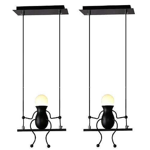 Stoex Lot de 2 Moderne Suspension Créatif Poupée Fer Gens Balançoire Enfants Lampe sus