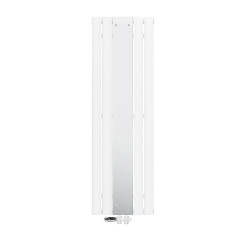 LuxeBath Radiateur plat vertical blanc 450x1600 mm avec miroir et kit raccordement au sol